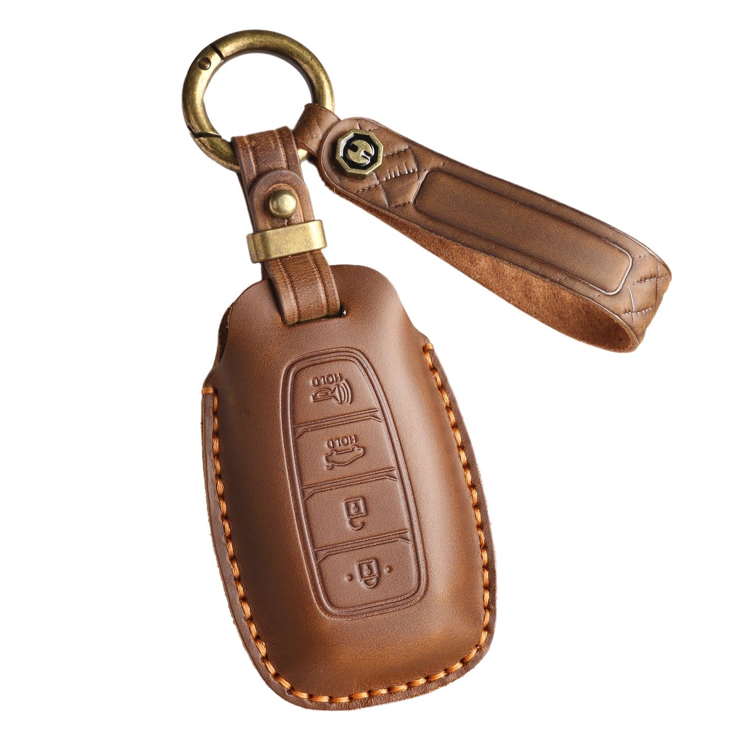 [Hyundai] Vintage Cross Border Car Key Cover for Hyundai Festa Key Bag Kustu Car Handmade Leather Case Buckle