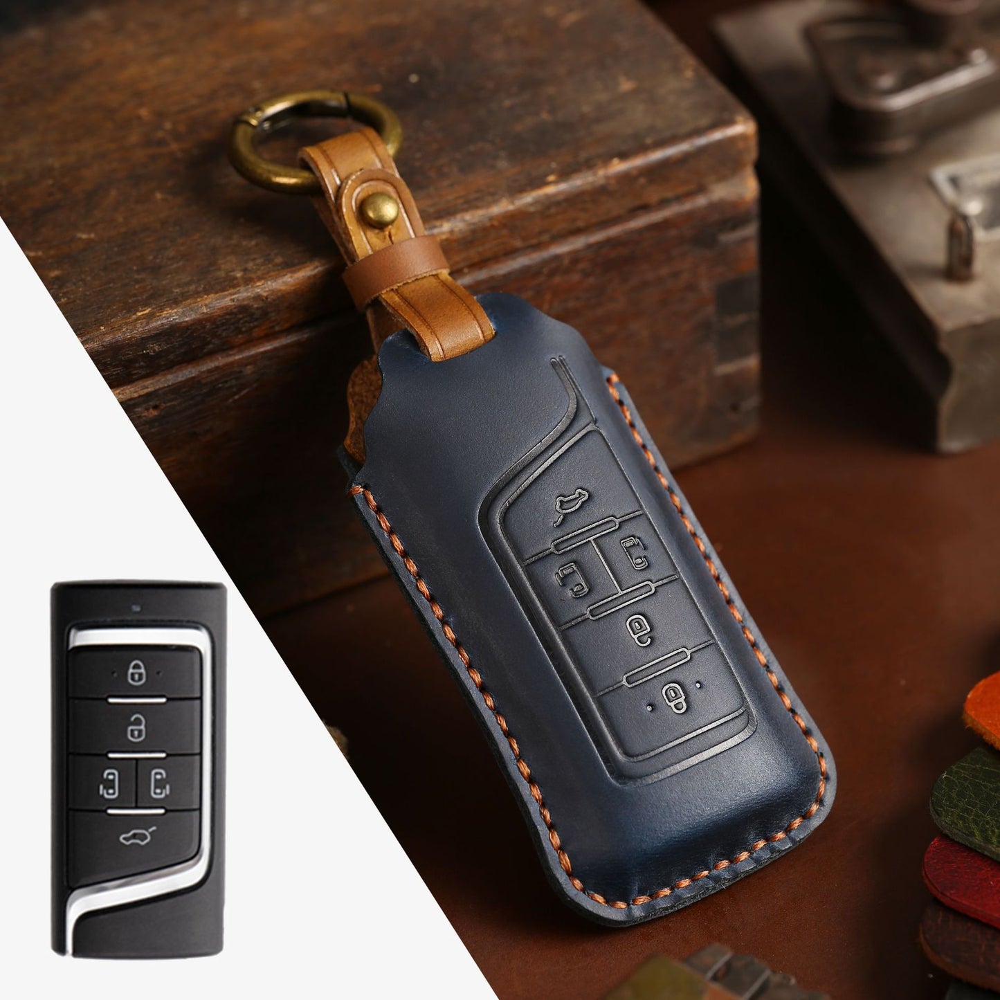 [GAC] The factory direct car key case is suitable for the first layer of the GAC Trumpchi key sleeve cowhide car key sleeve on behalf of the car