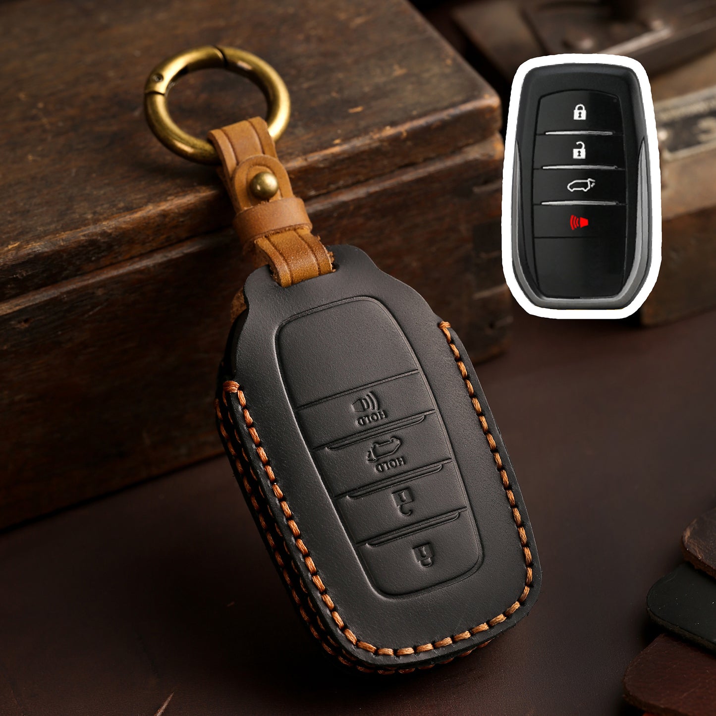 [Toyota] Apply Toyota Senna key set Grevia El Fawifa handmade leather car creative key pack