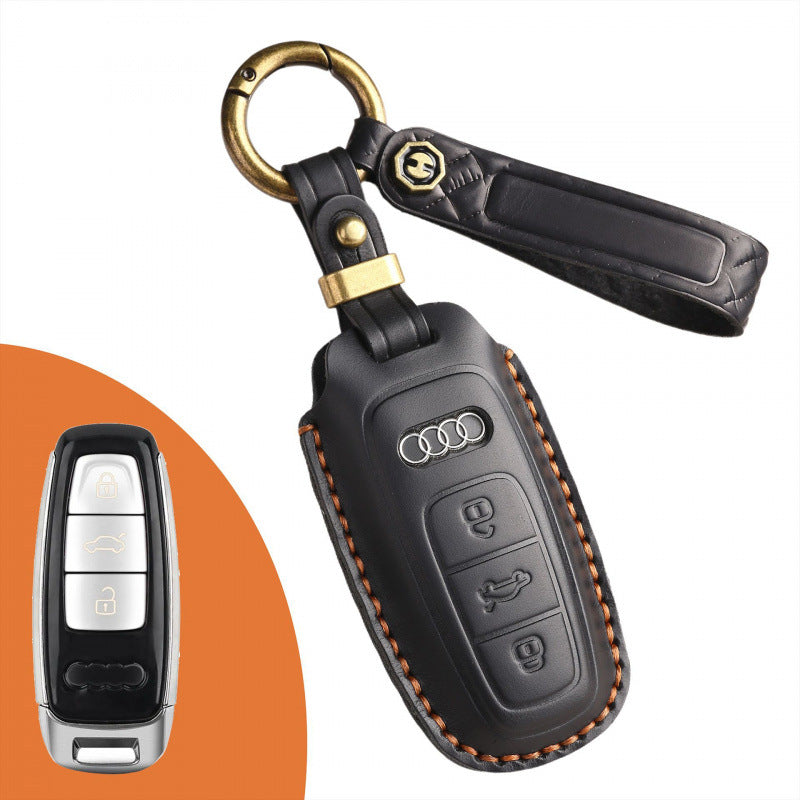 [Audi] The new retro key case is suitable for 19 models of Audi leather pure hand-stitched car key case key fob