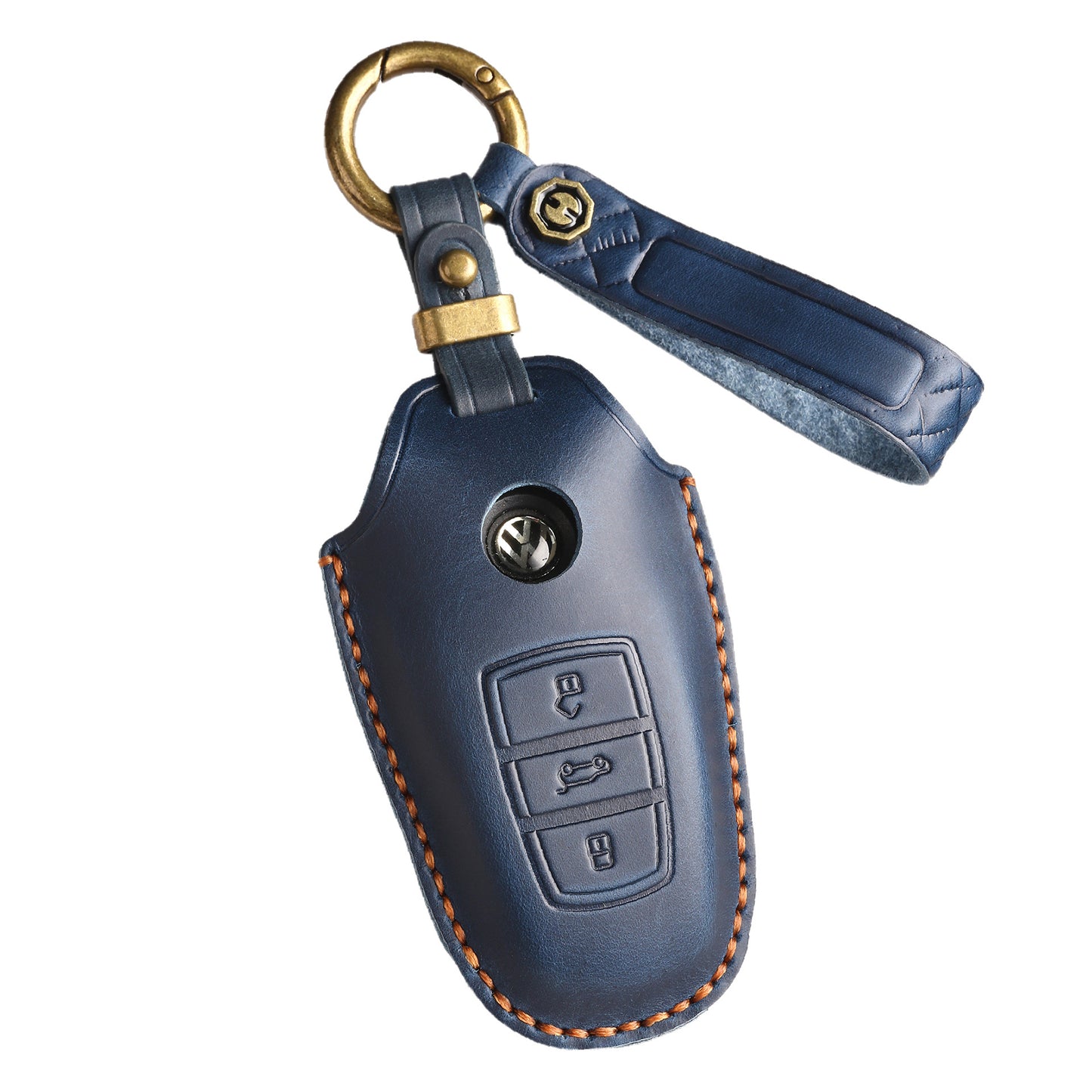 [Volkswagen] The new retro key cover is suitable for the Volkswagen old Touareg pure hand-stitched leather special key case clasp