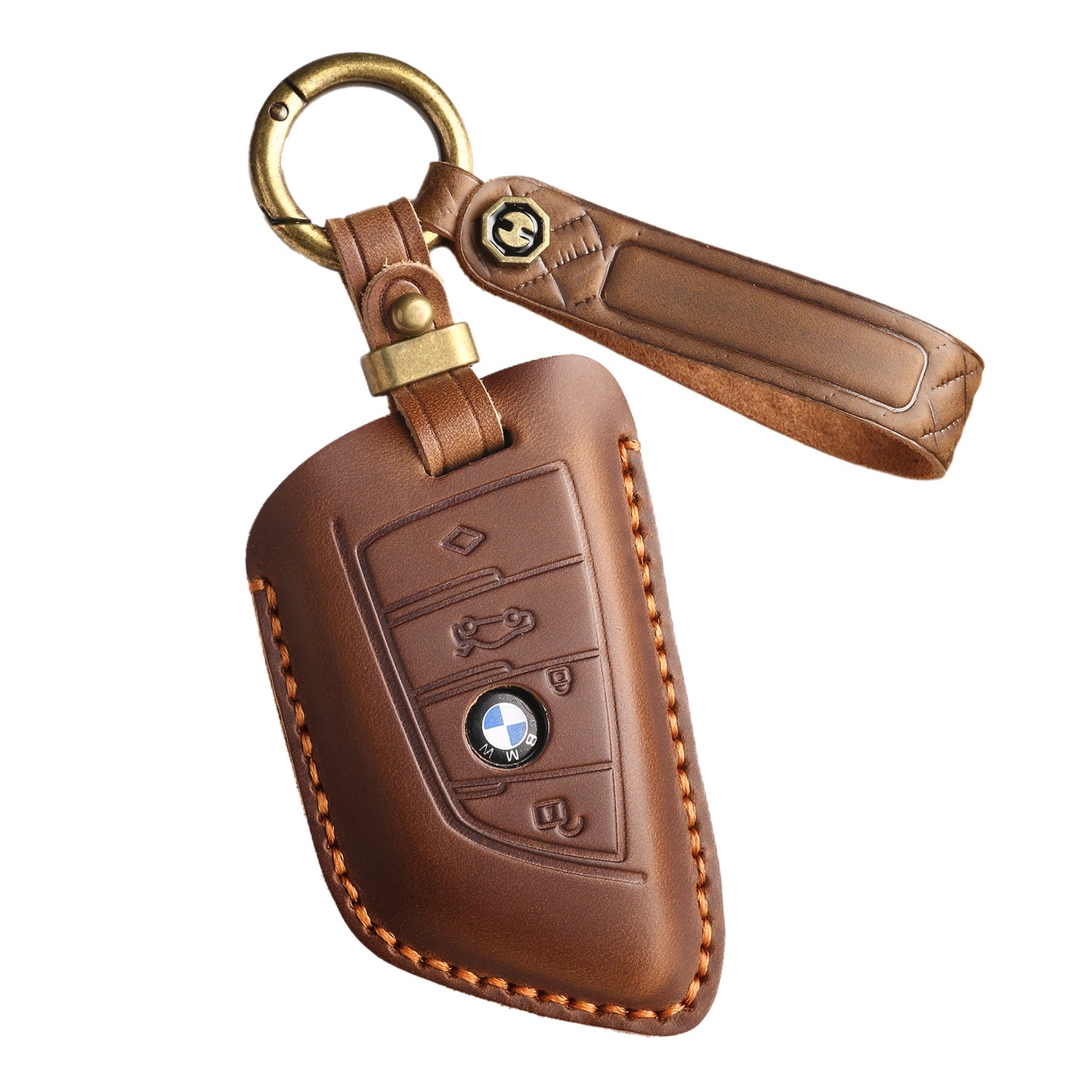 [BMW] Retro key cover for BMW 5 series blade key case leather car key case cowhide new key chain