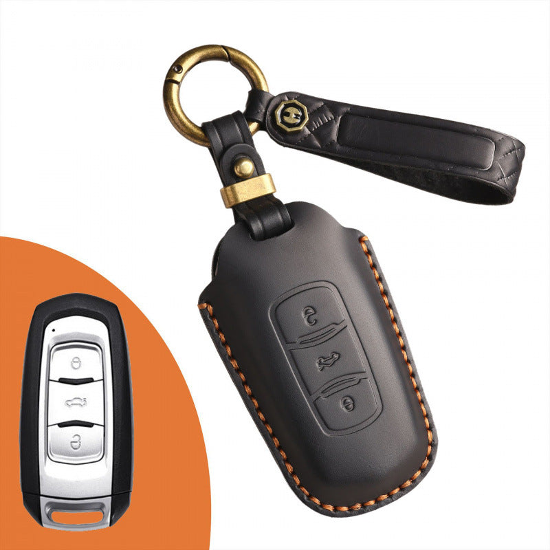 [Geely] The new retro key cover is suitable for the old Geely car genuine cowhide pure handmade key protection case buckle