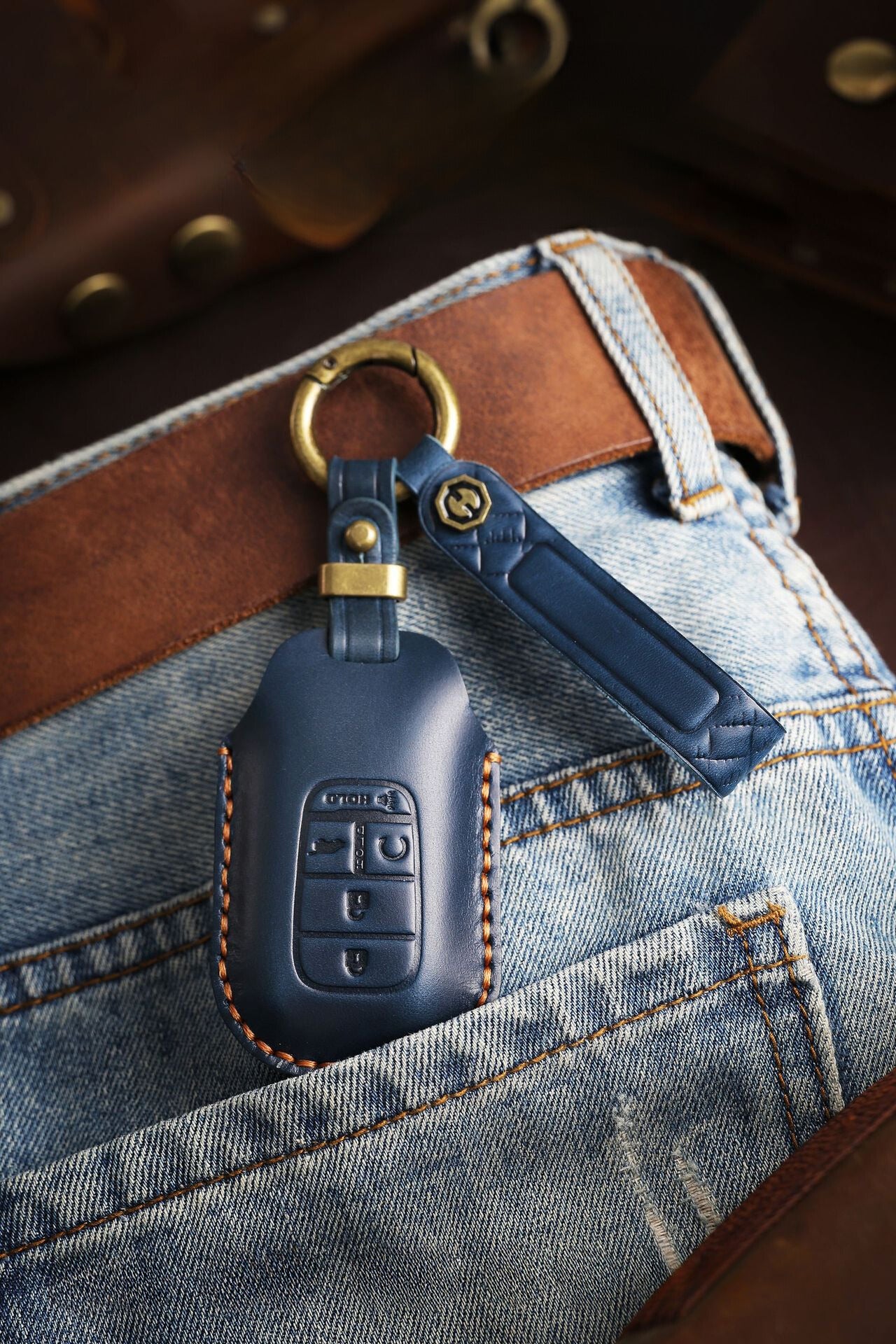 [Honda] The new retro key case is suitable for the new new Honda Accord Civic pure handmade leather car key case holder