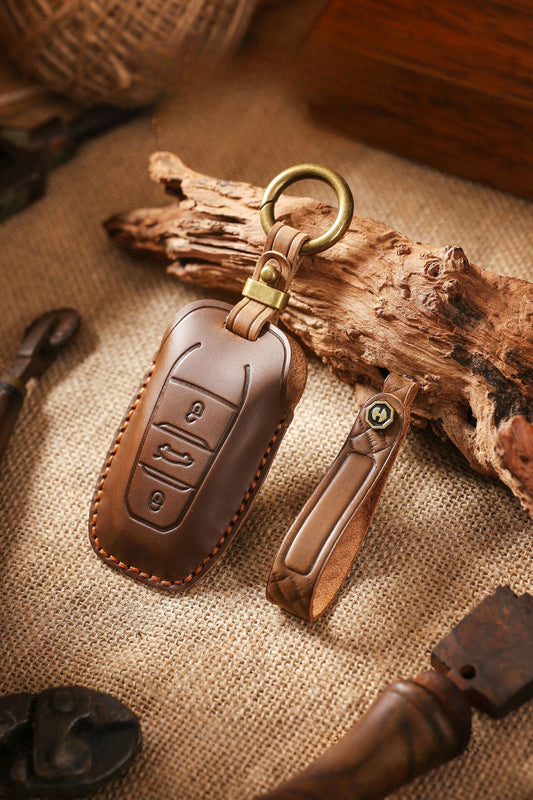 [Peugeot] Retro key case for Dongfeng Peugeot 5008 key case Citroen car leather key clasp